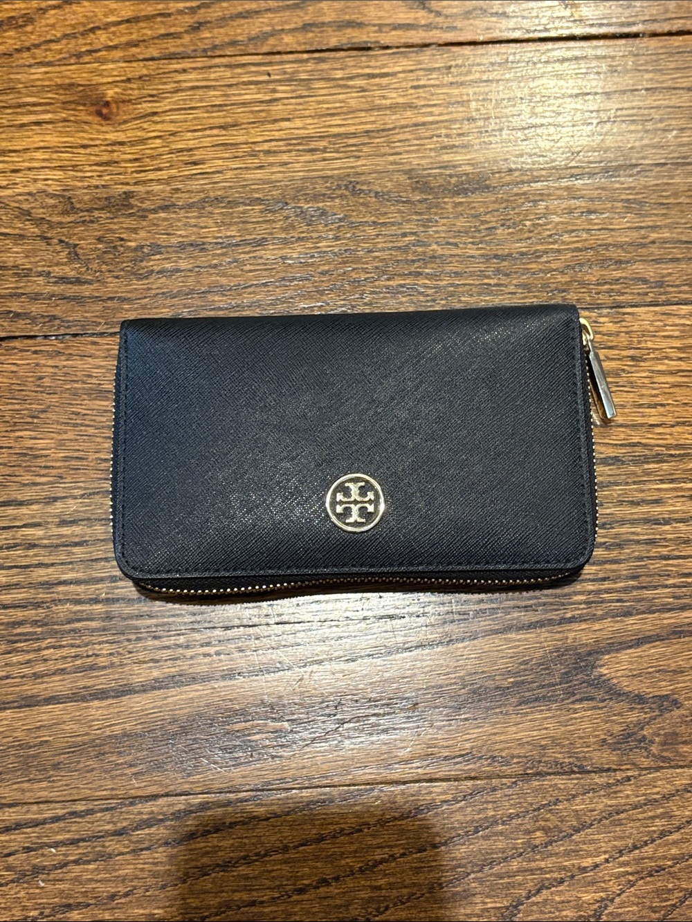 Tory Burch Black Wallet with Gold Logo